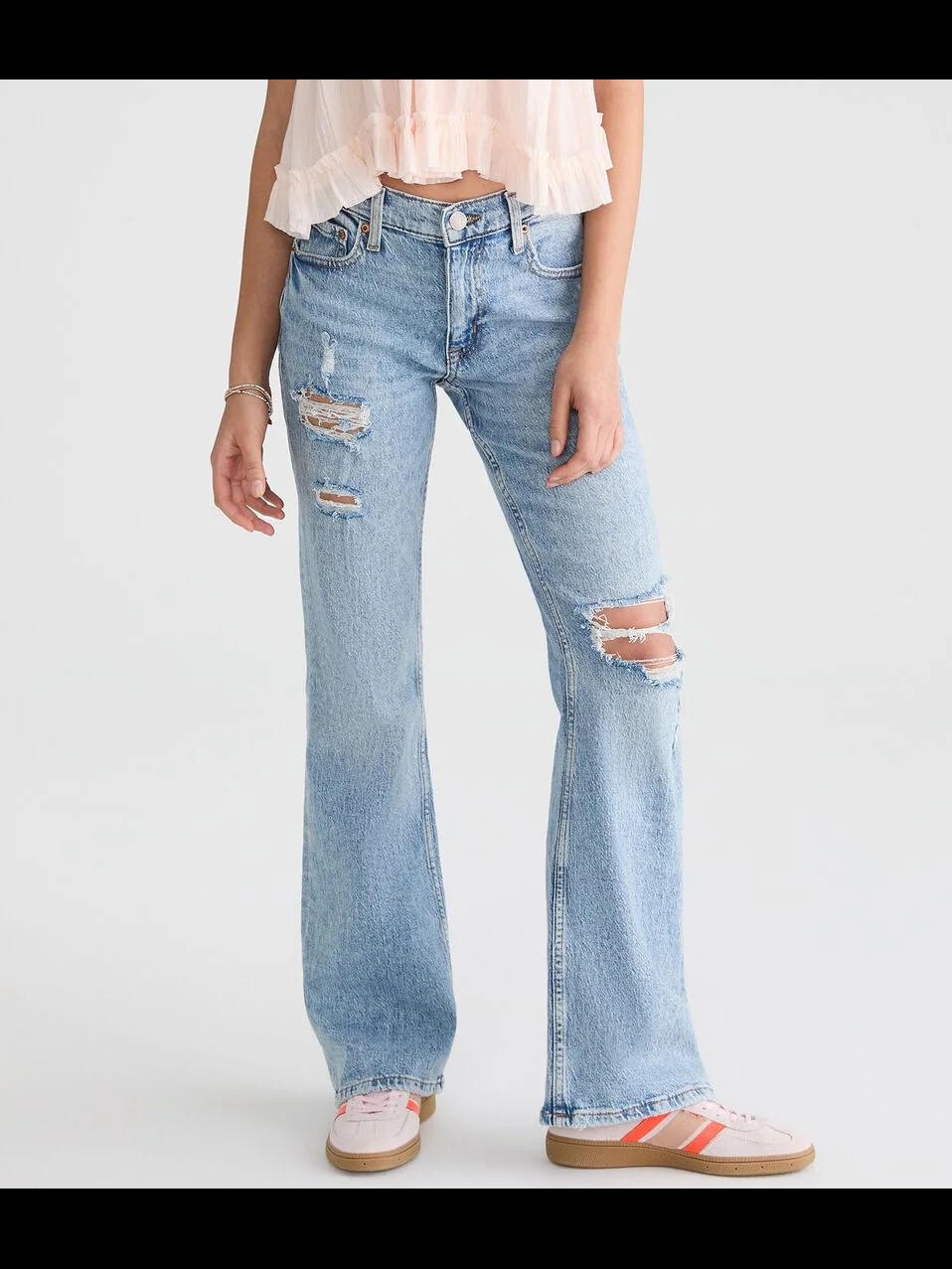 Aeropostale Light Blue Distressed Flare Jeans